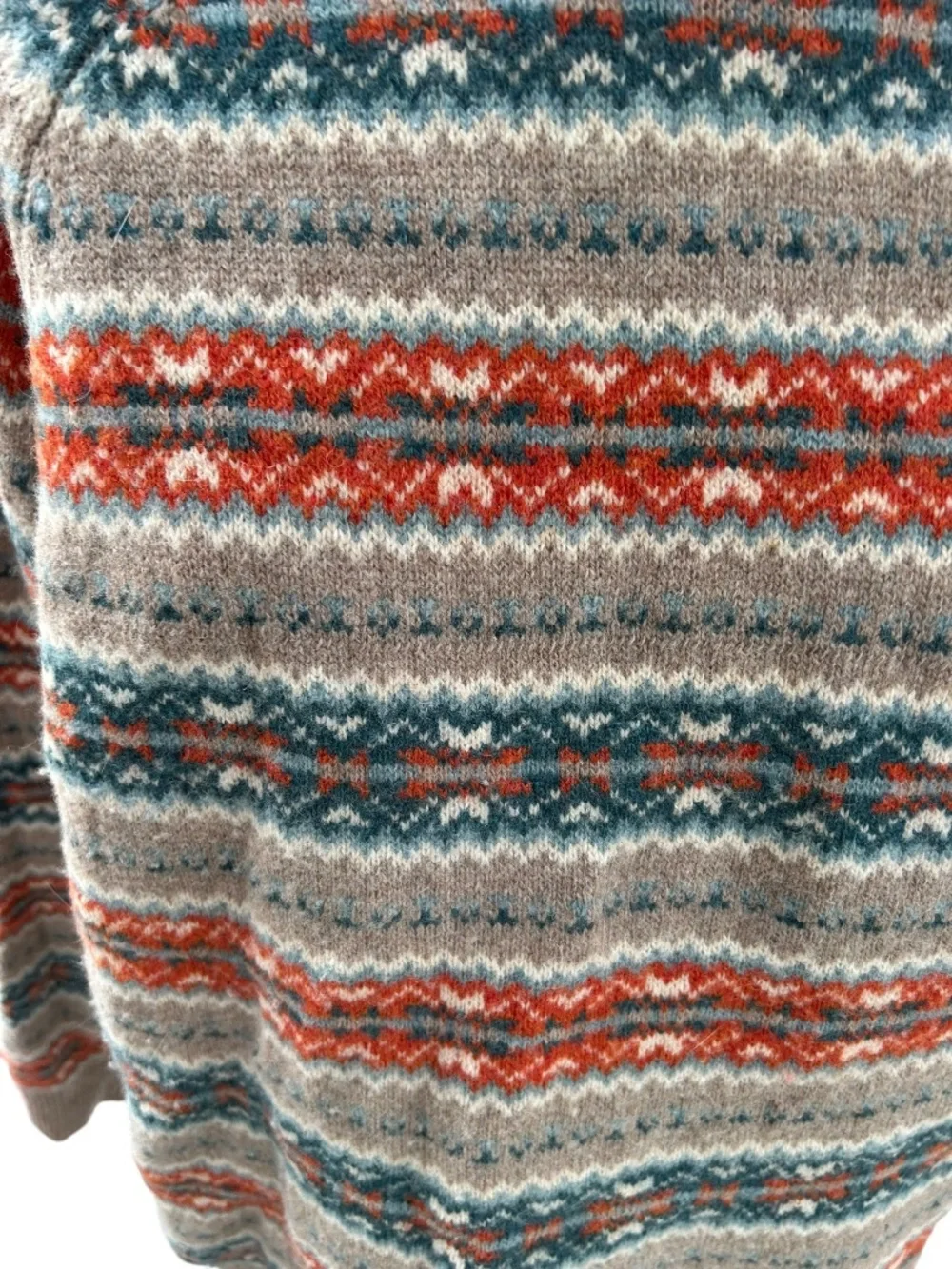 J. Crew teal orange Fair Isle lambswool mens Sweater XL